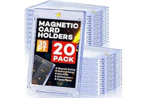 ZENOWICK 20ct Magnetic Card Holders, 35pt One Touch Card Holder, U-V Protection Hard Plastic Case for Trading Cards, Display Case for Sports, Baseball, Football, Game Cards