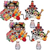 DPKOW Day of the Dead Decorations - Day of the Dead Table Centerpieces Día de Los Muertos Centerpiece Sticks for Day of the Dead Supplies, Halloween Mexican Themed Party Table Centerpieces Set of 24