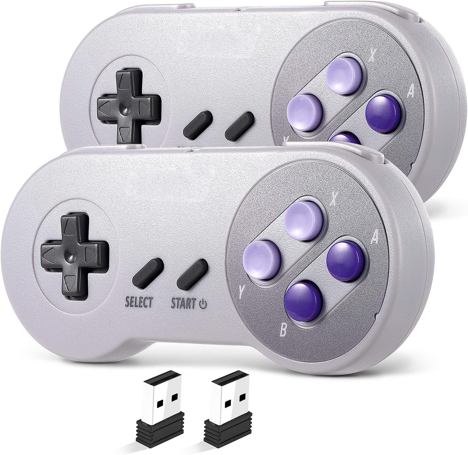 2 Pack 2.4 GHz Wireless USB Controller Compatible with Super NES Games, iNNEXT SNES Retro USB PC Controller Joypad Joystick for Windows PC Mac Raspberry Pi