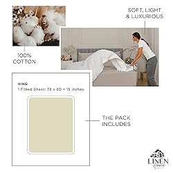 Linen Home 100% Cotton Percale Weave Fitted