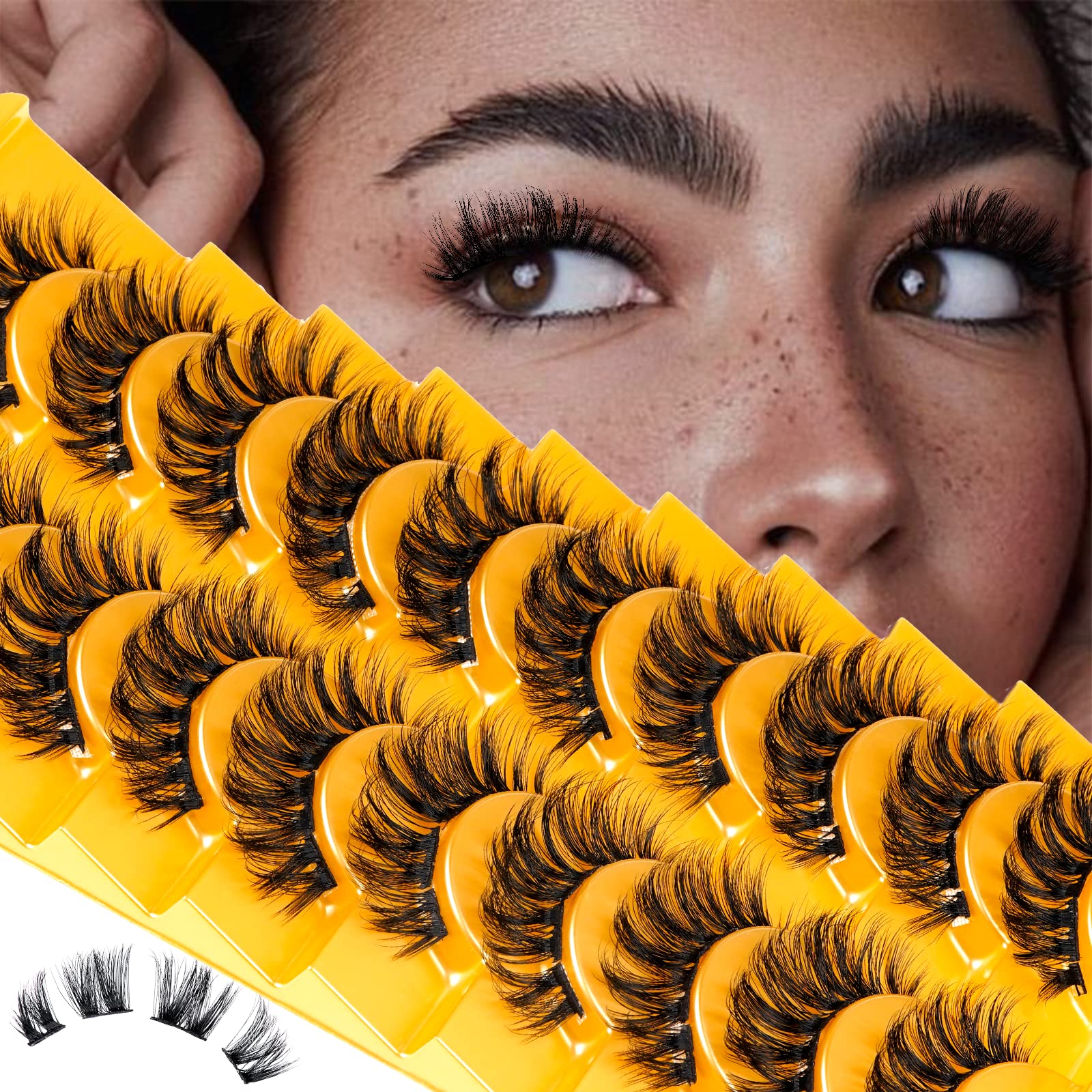 LANKIZ Lash Clusters Individual Lashes 10-16mm Fluffy Curly Cluster Lashes 6D Wispy False Eyelashes Natural Look like Extensions Faux Mink Fake Cat Eye Lashes Strip 10 Pairs Pack (Anemone Style)