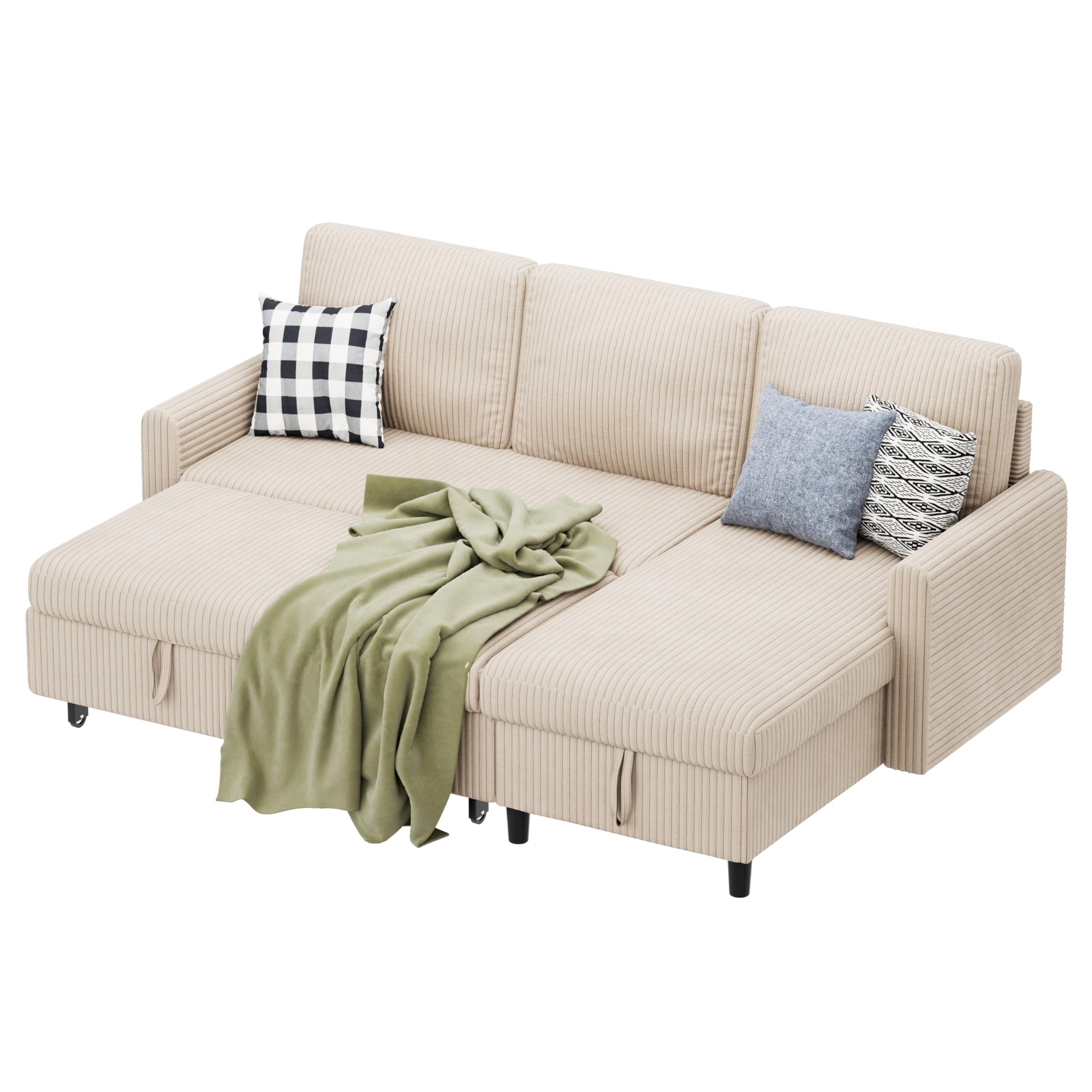 Photo 1 of *MISSING PARTS*
Sofa Bed Sleeper Pull Out 2 in 1 Sectional Sleeper Sofa Couches with Storage, Pullout Sectional Couches for Apartment Living Room,White