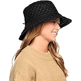 Foldable Water Repellent Quilted Rain Hat w/Adjustable Drawstring, Bucket Cap