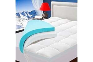 Bedluxury Dual Layer 3 Inch Memory Foam Mattress Topper Queen Size，2 Inch Gel Memory Foam and 1 Inch Cooling Pillow Top Mattress Pad Cover for Back Pain，Comfort Support & Pressure Relief