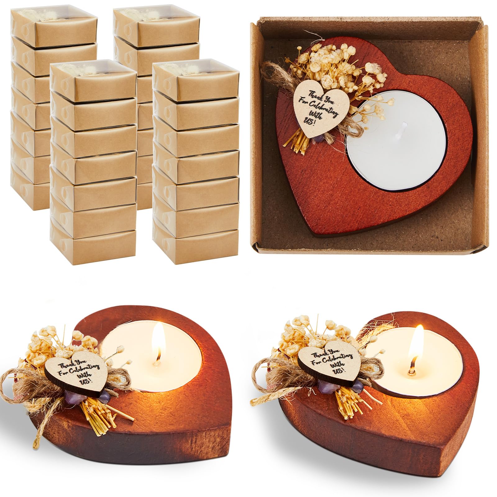 Photo 1 of Otuuz 12 Pcs Bridal Shower Favors Candles Rustic Wedding Favors Party Favors Anniversary, Engagement, Celebration, Valentine’s Day, Family Reunion, Thanksgiving Favors for Guests (Deep Wood Color)