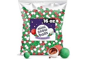 TABOOM Bulk Christmas Snow Balls Milk Chocolate -1 Pound Holiday Red, Green & White Crisp Sugar Shell Candy - Festive Christmas Candies for Gingerbread Decorations, Bowls, Parties & Gift Bags (Milk Chocolate)