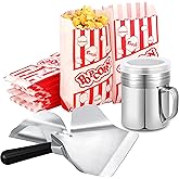 202 Pcs Popcorn Machine Supplies Set, Kernel Sifting Speed Scoop, Stainless Steel Seasoning Dredge with Handle, 200 Pcs Popcorn Bags Bundle for Home Kitchen Theater Movie Tools Supplies (1 Oz)