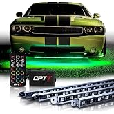 OPT7 Aura RGB Aluminum Car Underglow Kit with Remote Control | Waterproof Rigid LED Bars, Multicolor Underbody Lighting, Exterior Neon Accent Ground Lights, 12V Car Decor