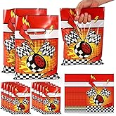 50pcs Birthday Party Gift Bags, Candy Gift Bags Racing Car Themed Birthday Decorations Race Wheels 2 Flags Lightning Goodie Wrap Favors for Party Supplies