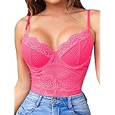 popiv Women One Piece Lingerie Lace Body Suits Teddy Corset Tops Underwire Bodysuit