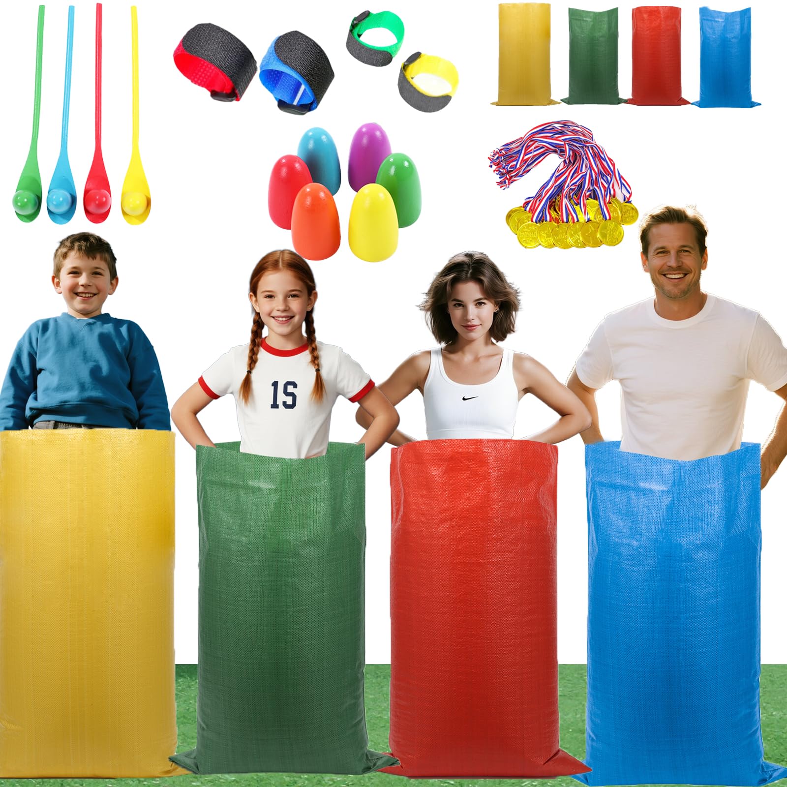 Photo 1 of ?24pcs? Outdoor Sports, Potato Bag Race Bag, Egg Spoon Relay Race, Three-Legged Race Belt, Birthday Parties, School Days, Family reunions, Outdoor fairs, lawns, Easter, Autumn Festival Game Supplies.