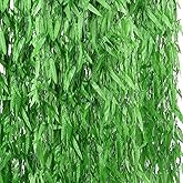 HONVONTU 50PCS 300 FT Artificial Vines Greenery Garland Faux Willow Vines Fake Foliage Leaf Silk Plants Greenery Decoration for Home Wall Aesthetic Wedding Arch Apartment Room Windowsill Balcony