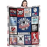 Wajade Baseball Gifts for Teen Boys, Lightweight Fleece Baseball Throw Blanket, Sports Gift for Fans, Kids Blanket for Birthdays Thanksgiving Christmas 50