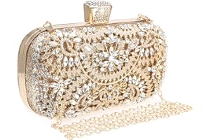 DA BODAN Womens Sparkly Rhinestone Sequin Glitter bag Clutch Evening Handbag Shoulder Bags Purse for Wedding Party Prom