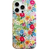 Qokey for iPhone 13 Pro Max Case,Flower Design for Girl Women Cute Shell Pattern Sparkle Crystal Clear Soft Fit Lightweight TPU Anti-Scratch Phone Cover for iPhone 13 Pro Max,Blue Pink Floral