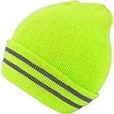 Gelante High Visibility Reflective Safety Knit Beanie for Men & Women – Warm Winter Headwear for Outdoor Activities.
