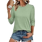 ATHMILE Womens 3/4 Sleeve Blouse Summer Tops Fall Shirt Fashion Blouses Beach Vacation Clothes Spring Tunic 2026 Trendy