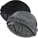 Ababalaya Satin Lined Turban for Women Mens Halo Turban Silky Lined Durag for Waves Braids Locs Sleeping Bonnet Sleep Cap