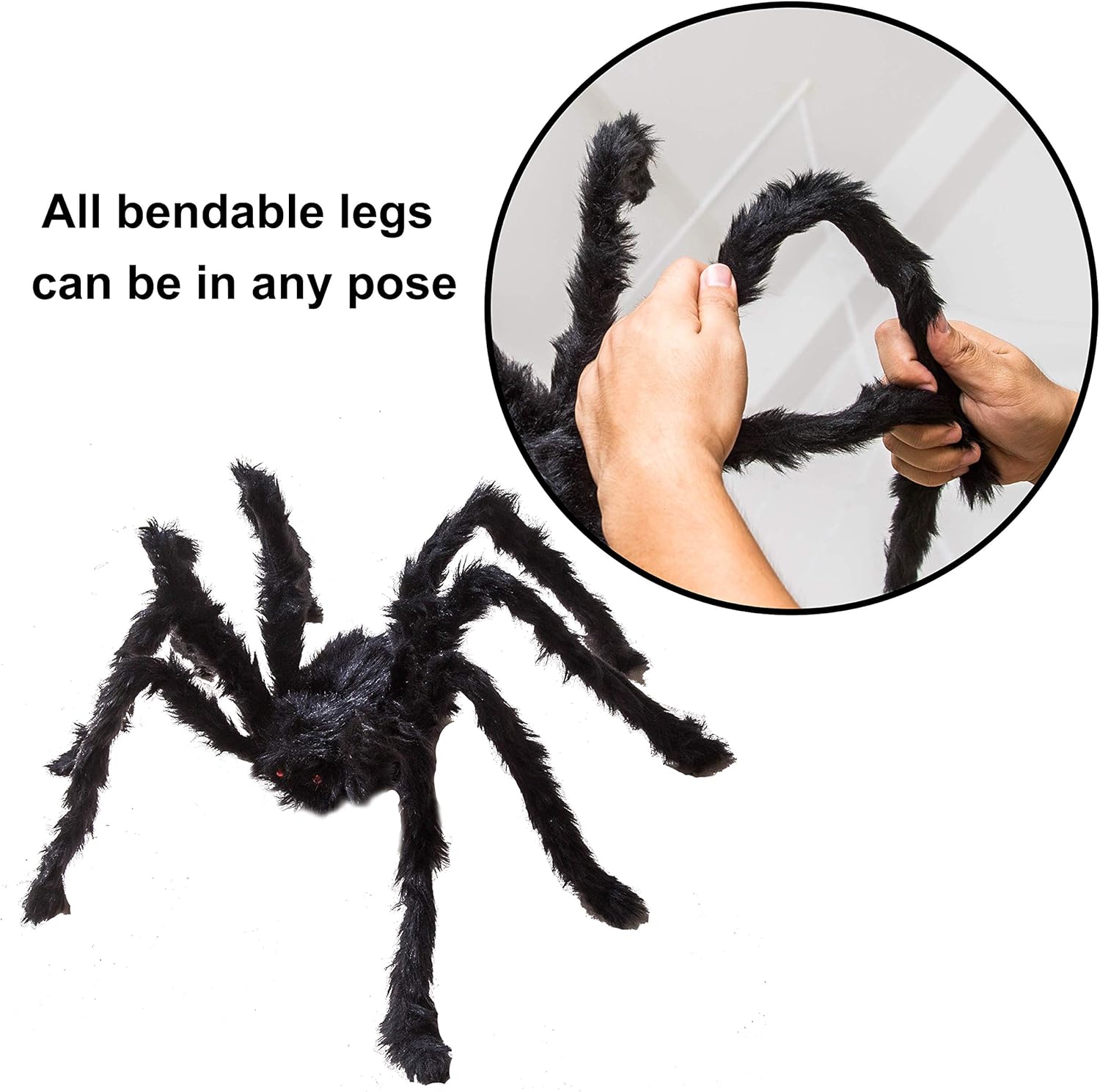 JOYIN 4 Pcks Halloween Outdoor Decorations Hairy Spider Set - Image 4