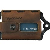 Trayvax Element Wallet, RFID Front Pocket Credit Card Holder with Money Clip, Minimalist Slim Leather Metal Wallet for Men and Women