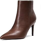 Elisabet Tang stylish fall winter heeled ankle boots for women 3.14 inch - Cute closed toe pointy stiletto booties for work party travel