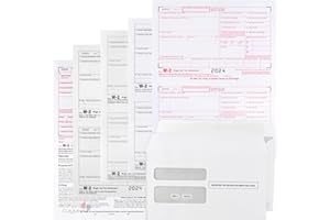 DUTYMARK W2 Tax Forms for 2024 4 Part, IRS-Compatible W2 Forms for 25 Employees - Compatible with Quickbooks Software & Laser, Inkjet Printers - Includes 25 Self-Sealing Envelopes