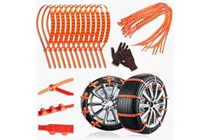 GENERIC Universal Anti-Skid Snow Tire Chains, Emergency Traction Cables for Cars SUVs Trucks, Reusable Winter Safety Chains for Snow Ice Mud, 145-295mm Tires (10)