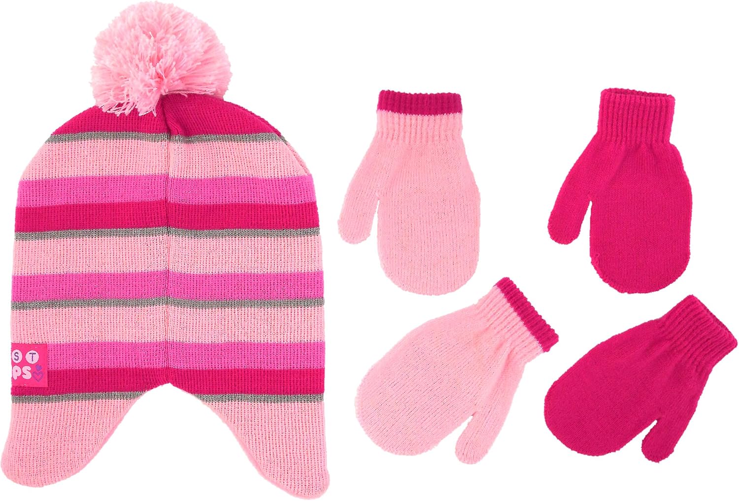 Nickelodeon Paw Patrol Girls Winter Hat and 2 Pair Mittens or Gloves (Age 2-7): Clothing
