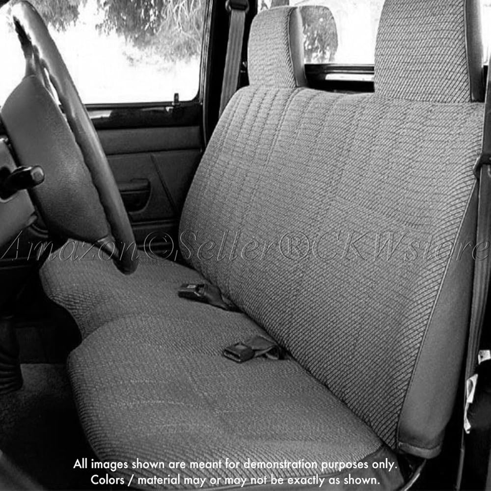 5. Toyota Tacoma Front Solid Bench Gray Seat Covers Triple Stitched 12mm Extra Thick Padding Molded Headrests Seat Belt Cutout Small 2