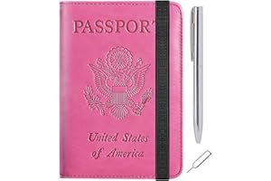 PASCACOO Passport Holder Cover Wallet Travel Essentials RFID Blocking Leather Card Case International Must Haves Travel Accessories for Women Men(113#Pink)