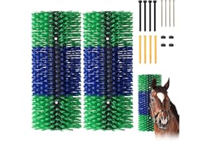 BSHOME 2PCS Livestock Scratch Brush, 17.5 x 7.8 Inch Goat Brushes for Grooming, Horse Brushes for Scratching, Livestock Brushing with 4 Screws for Horse, Elk, Cattle, Pig, Sheep（Green）