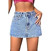 Lei sure Mini Denim Skort for Women High Stretchy, Low Waist Jean Skort Mini Skirt Shorts Casual Trendy Summer
