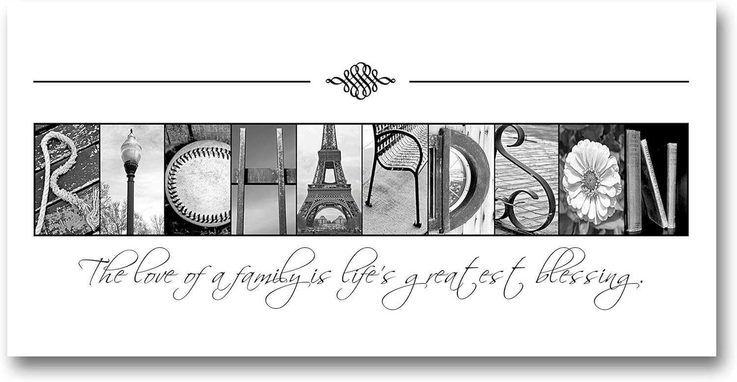 Photographs - Personalized Housewarming gift, Family Name Sign, Realtor's Gift, Alphabet Photography Sign, Creative Letter Art, Custom Name Sign, Architectural Name Art