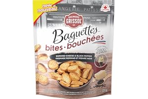 Boulangerie Grissol Baguette Bites, Romano Cheese & Black Pepper - Light and Crispy, Perfects as a Stand-Alone Snack or With 