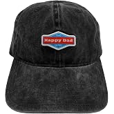 Happy Dad Classic Logo Dad Hat Washed Black Adjustable Cap
