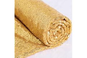 ShiDianYi 3 Feet 1 Yards-Gold-Sequin Fabric, by The Yard, Sequin Fabric, Tablecloth, Linen, for Xmas Decor (Gold)
