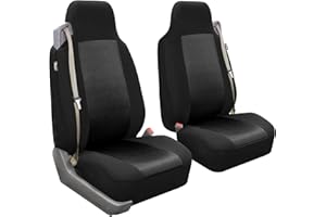 FH Group Front Set Cloth Car Seat Covers for Bucket Seats, 2 Piece Universal Fit, Washable Seat Covers for SUV, Sedan, Van in Black