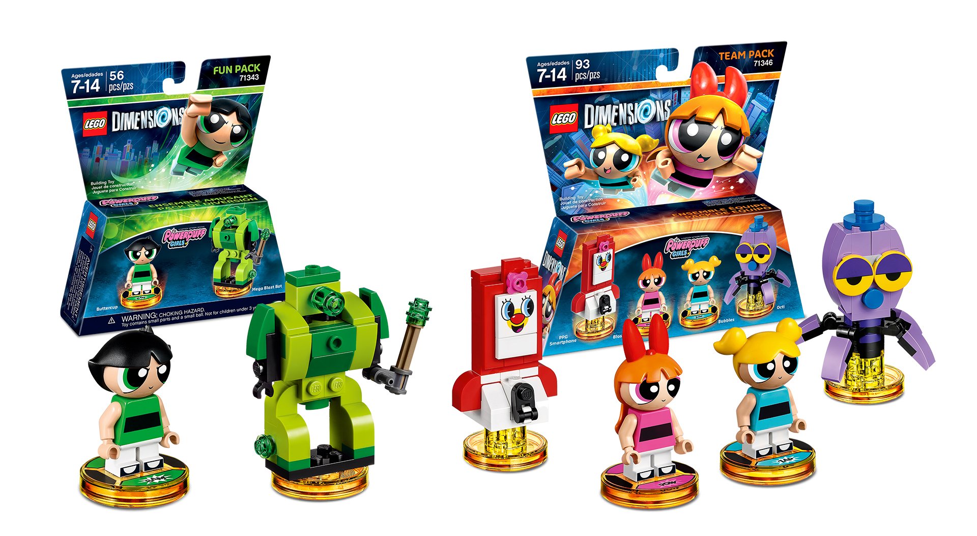 Lego Dimensions Powerpuff Girls Bundle of 2 - Powerpuff Girls Team Pack (71346) & Powerpuff Girls Fun Pack (71343)