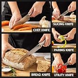 nuovva Kitchen Knife Set with Rotating Stand 7 pcs Sharp Stainless Steel view 4