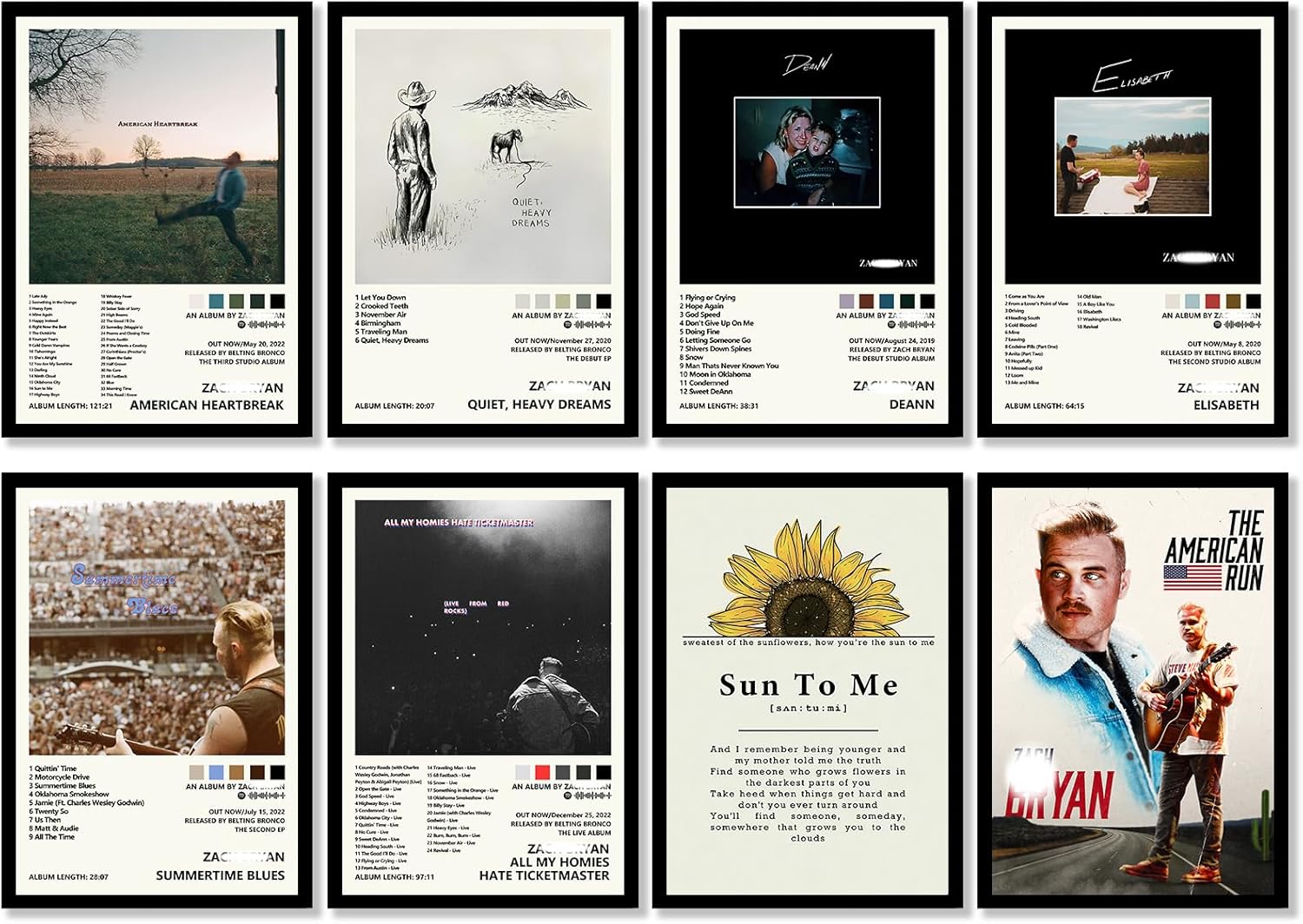 Wall Décor - JayPerArt Zach Br yan Poster (8 Pcs 16.5 * 11.5 inch) Album Cover Music Posters for Room Aesthetic, Wall Art for Room Decor Merch Stuff Prints HD Posters for Fans Unframed