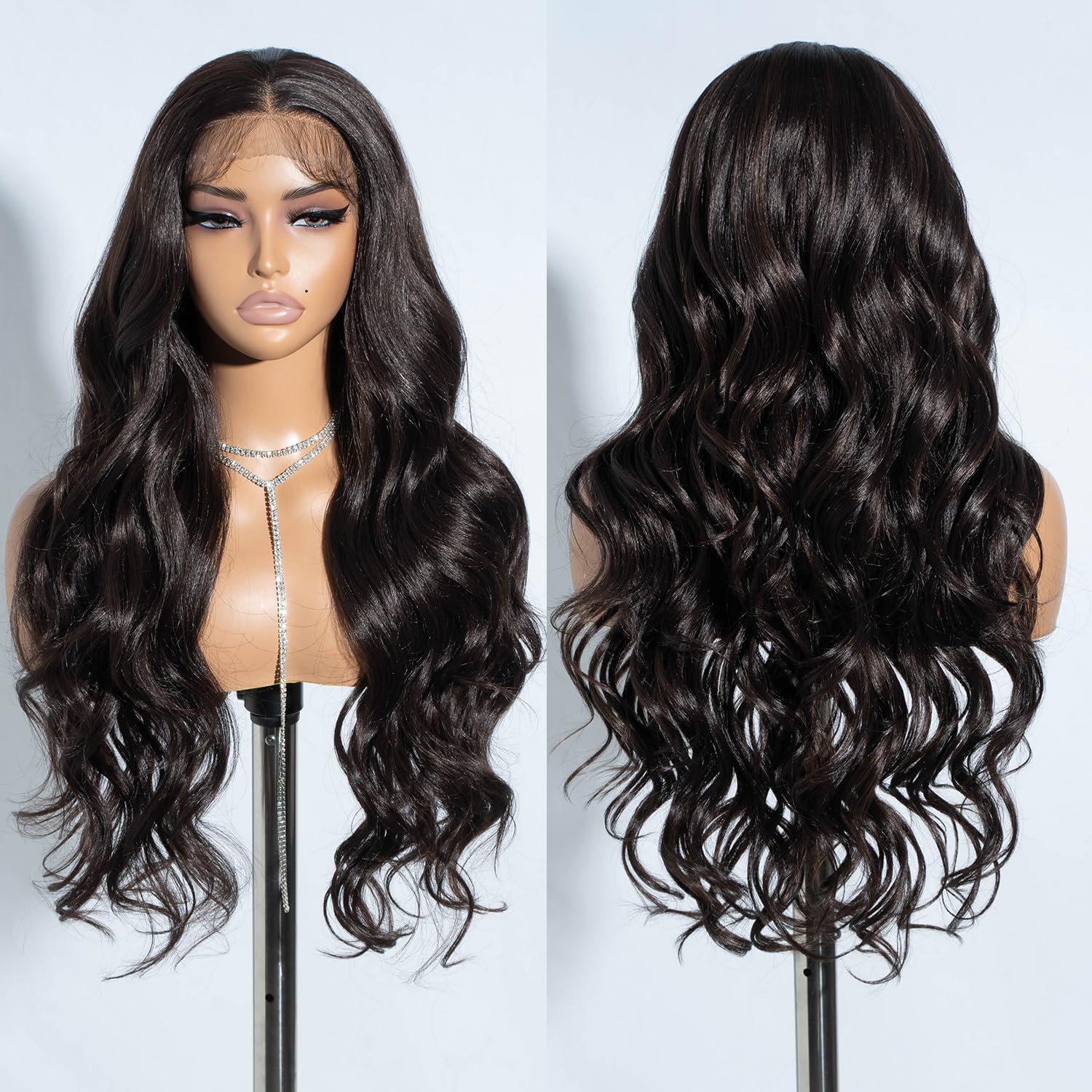 Joedir 13X4 Lace Frontal Wig Pre Plucked Synthetic Lace Front Wigs Natural Looking Body Wave Wigs for Women 30 Inch Loose Deep Wave Wig with Baby Hair Heat Resistant Hair Cosplay Daily Party Wigs