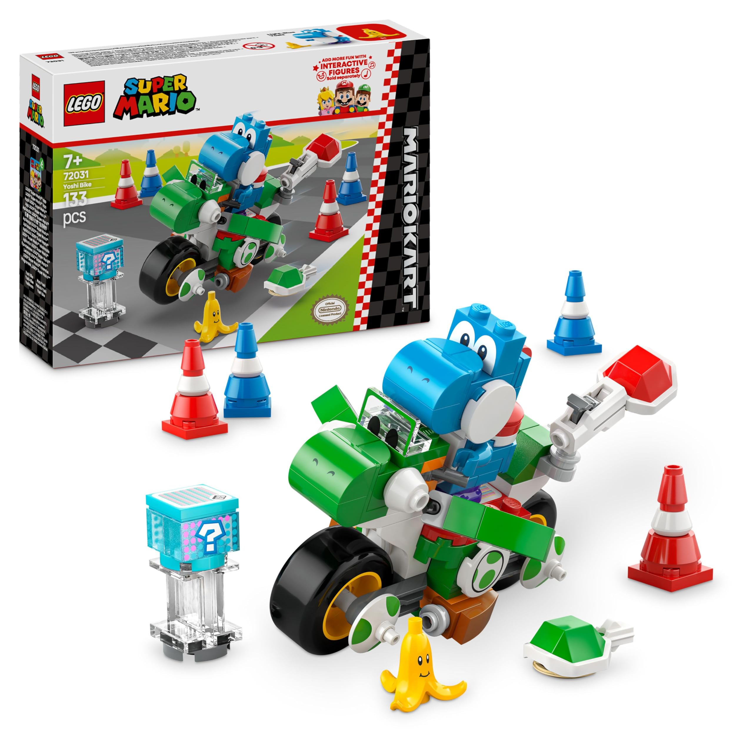 LEGO Super Mario: Mario Kart – Yoshi-Bike, Nintendo Abenteuer-Set zum Sammeln, Geschenk für Kinder, Jungen, Mädchen und Gamer ab 7 Jahren, Sammlerstück mit Yoshi Figur 72031