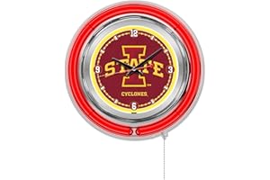 Holland Bar Stool NCAA Unisex-Adult Double Neon Ring, 15" Dia. Logo Clock