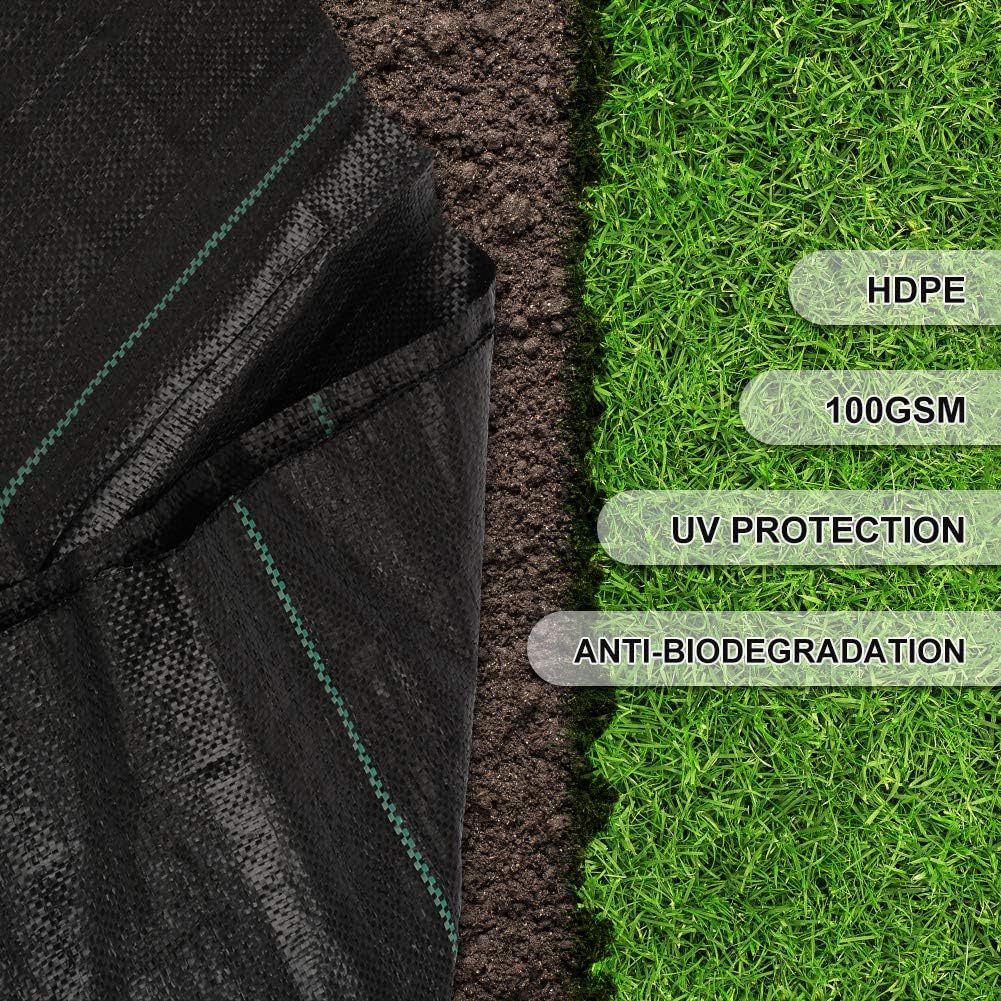 Weed Control Fabric Weed Barrier Membrane Woven 2m x 10m Black Sheet