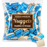 Nuggets Cookies and Cream Milk Chocolate Candy 1 Pound Bag, Approx 50 Individually Wrapped White Chocolate Creme Pieces with Crunchy Cookie Bits for Movie Nights and Baby Shower Candy Favors.
