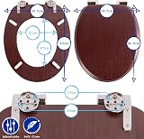 Harbour Housewares Soft Close Toilet Seat Mahogany Oval with Chrome Hinges view 4