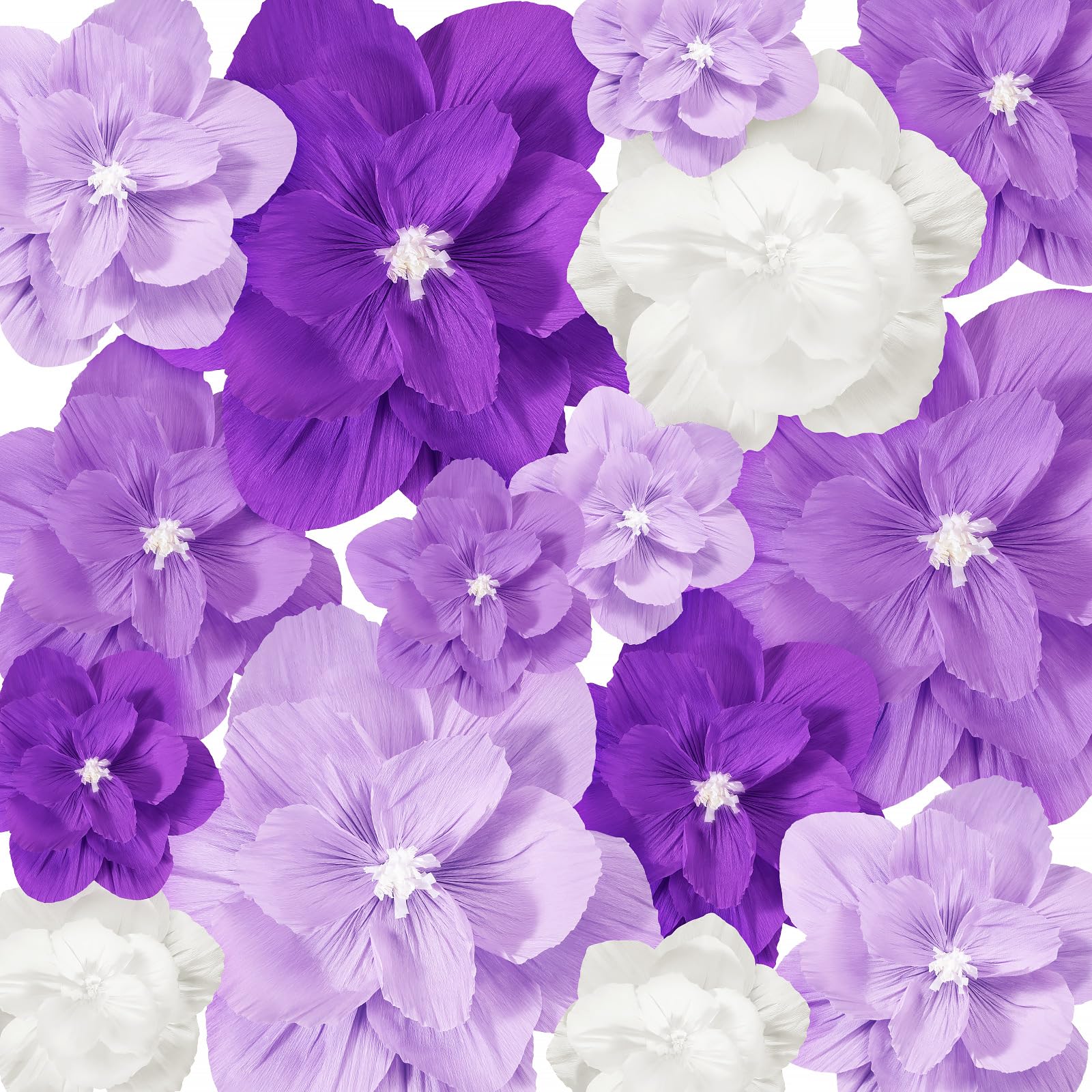 Photo 1 of Humyoun Giant Paper Flowers Artificial Paper Flower Decorations for Wedding Graduation Bridal Shower Birthday Handcrafted Wall Backdrop Table Centerpieces Party Supplies (Purple Gradient,18 Pcs)