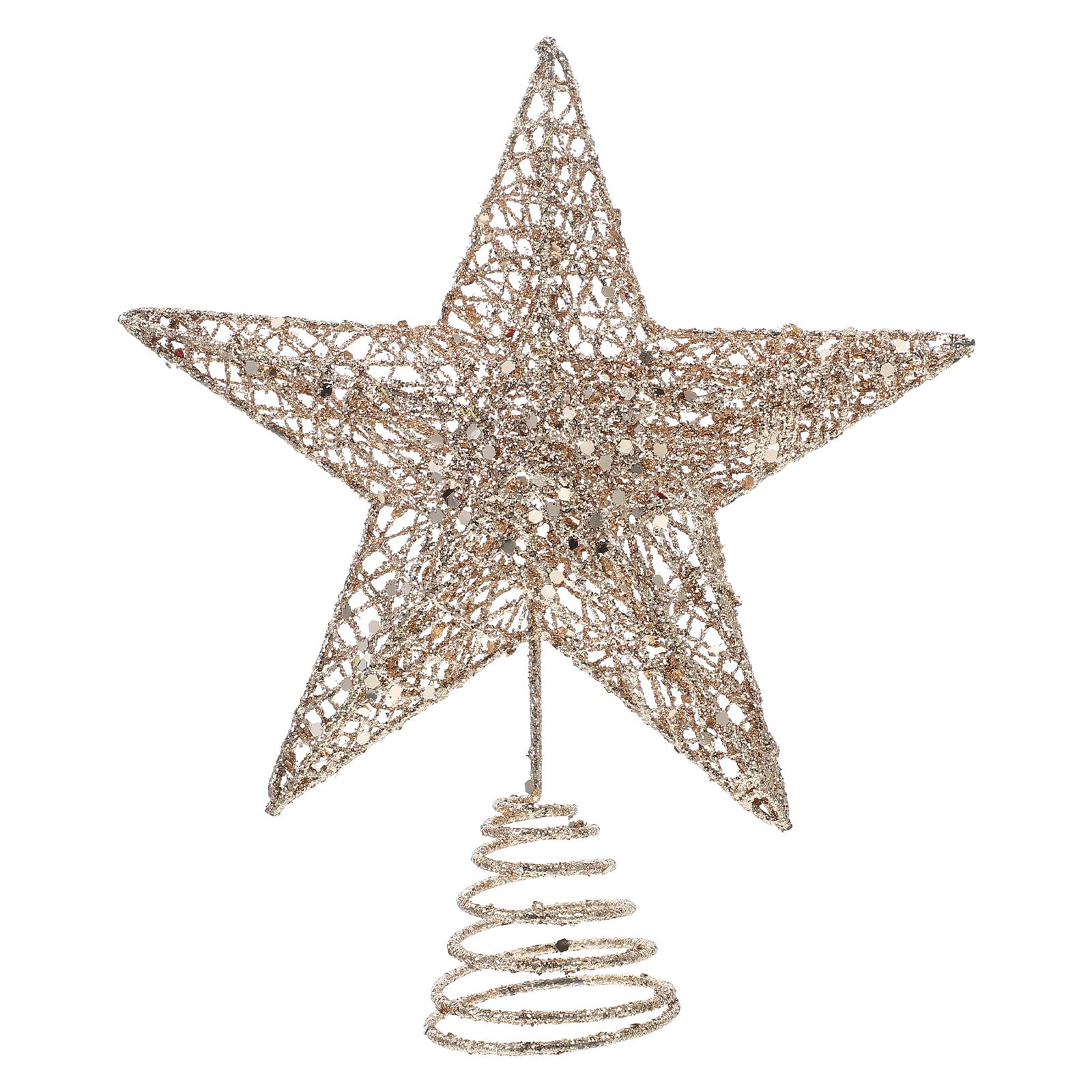 Amosfun Christmas Star Tree Topper, 25cm Glittered Star Treetop for Holiday Trees, Metal Rose Golden Christmas Ornament Decoration
