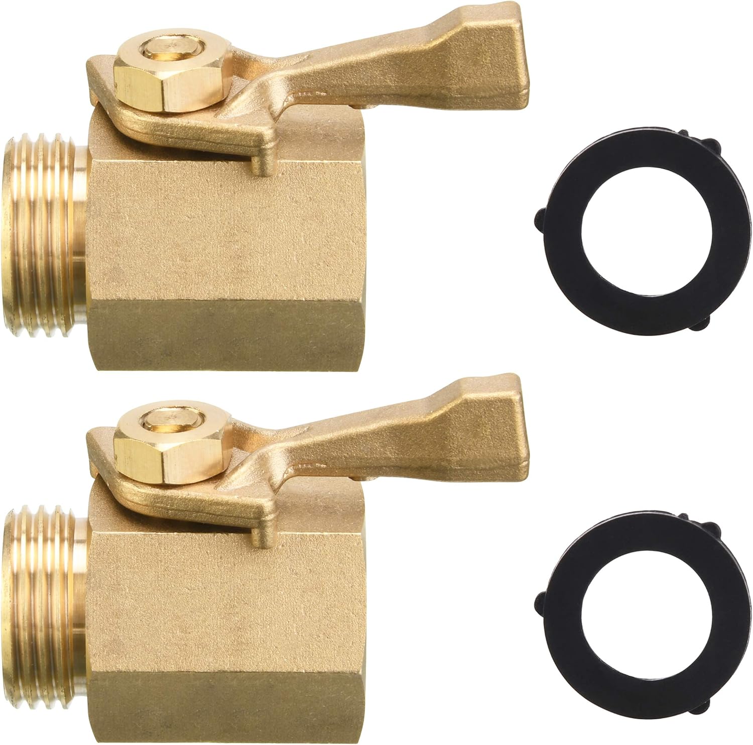 M MINGLE Heavy Duty Brass Garden Hose Shut Off Valve, 3/4 Inch, 2-Pack with 2 Hose Washers : Garden & Outdoor