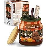 PieceRelax 3D Puzzle Jar 96 Plastic Pieces for Adults - Bear's Harvest Bakery - Use Includes Divider as Pen and Utensils Holder with Wooden Lid for Kitchen Dining Study Living Room Large [BB1038]
